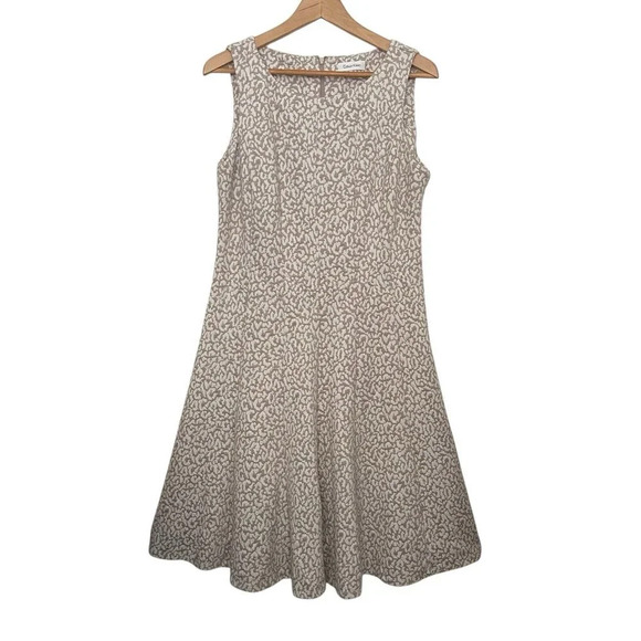 Calvin Klein Fit & Flare Midi Animal Print Back Zip Dress Size 12 - Picture 6 of 6